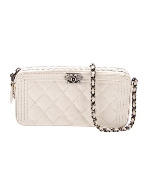 Chanel Boy Double Zip Clutch w/ Chain 